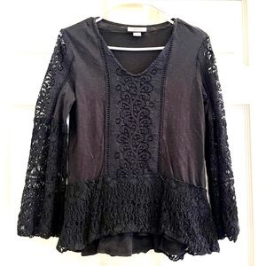 STYLE & CO Black Lace Detail Blouse